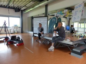 Julia vom TeamRehasport und Referentin Heidrun Link Netzwerktreffen als Hybrid-Veranstaltung