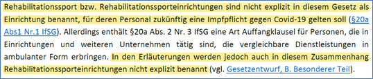 Coronazeiten - was sagt der Dachverband zur Impfpflicht im Rehasport