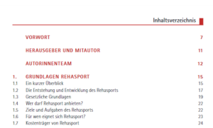 7. Auflage: Vom Pocketbuch zum Standardwerk 1 Rehasport Buch Inhaltsverzeichnis